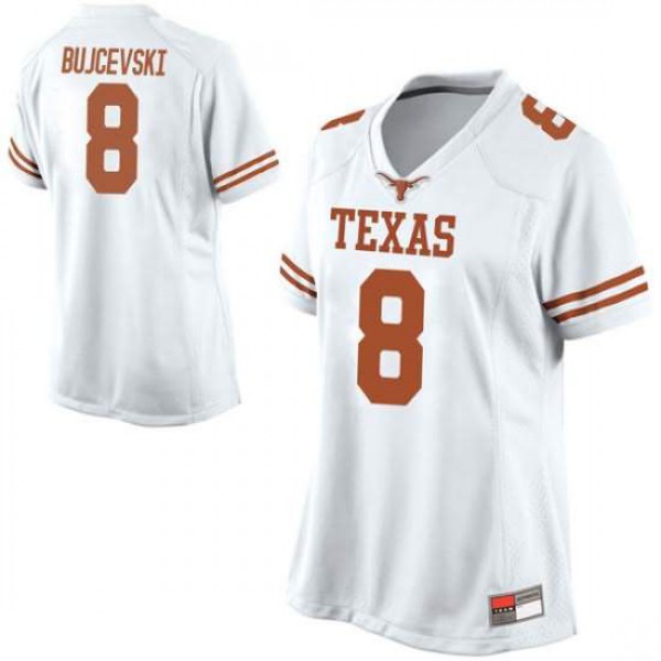 Women's University of Texas #8 Ryan Bujcevski Game Stitched Jersey White
